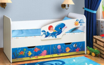 Детская Кровать «Дельфин» Фотопечать С Ящиками