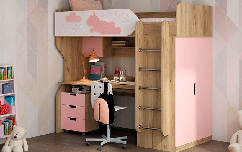 Кровать-Чердак «ДН-83 Единорожек»